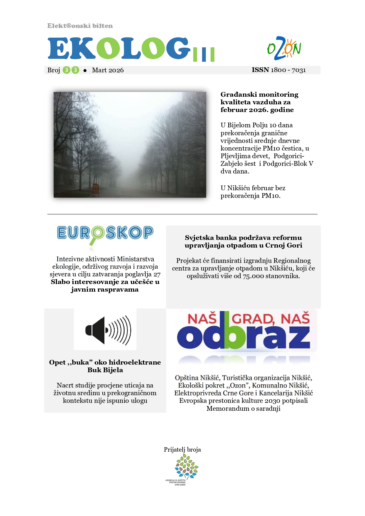 Novi, 33. broj elektronskog biltena ,,Ekolog