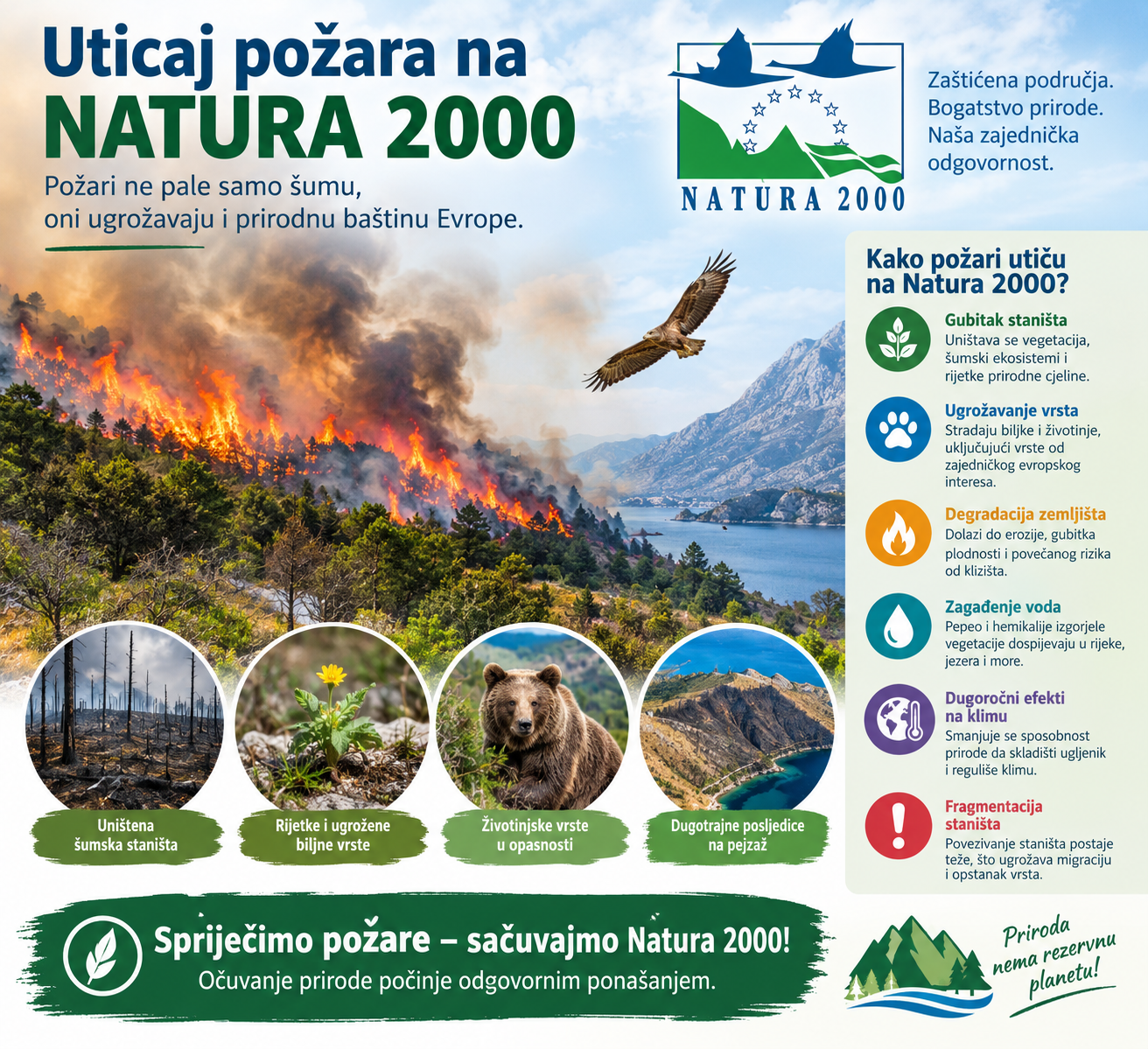 Požari u Nikšiću na prostorima predloženim za NATURA 2000 evropsku mrežu zaštićenih područja